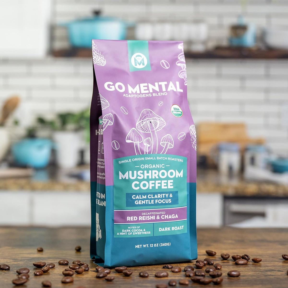 Decaffeinated Red Reishi & Chaga Mushroom Coffee Adaptogens Blend