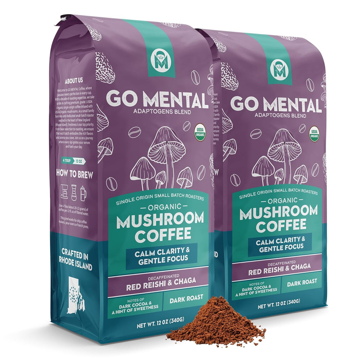Decaffeinated Red Reishi & Chaga Mushroom Coffee Adaptogens Blend