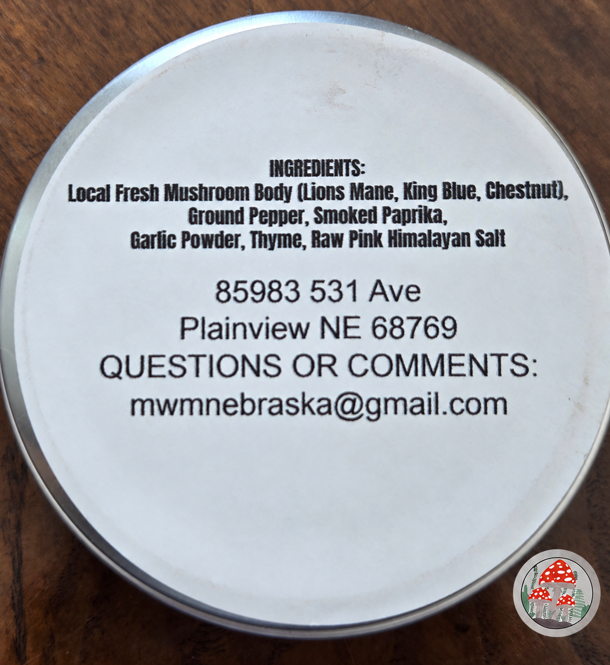 Mushroom Seasoning Salt ingredients and contact information